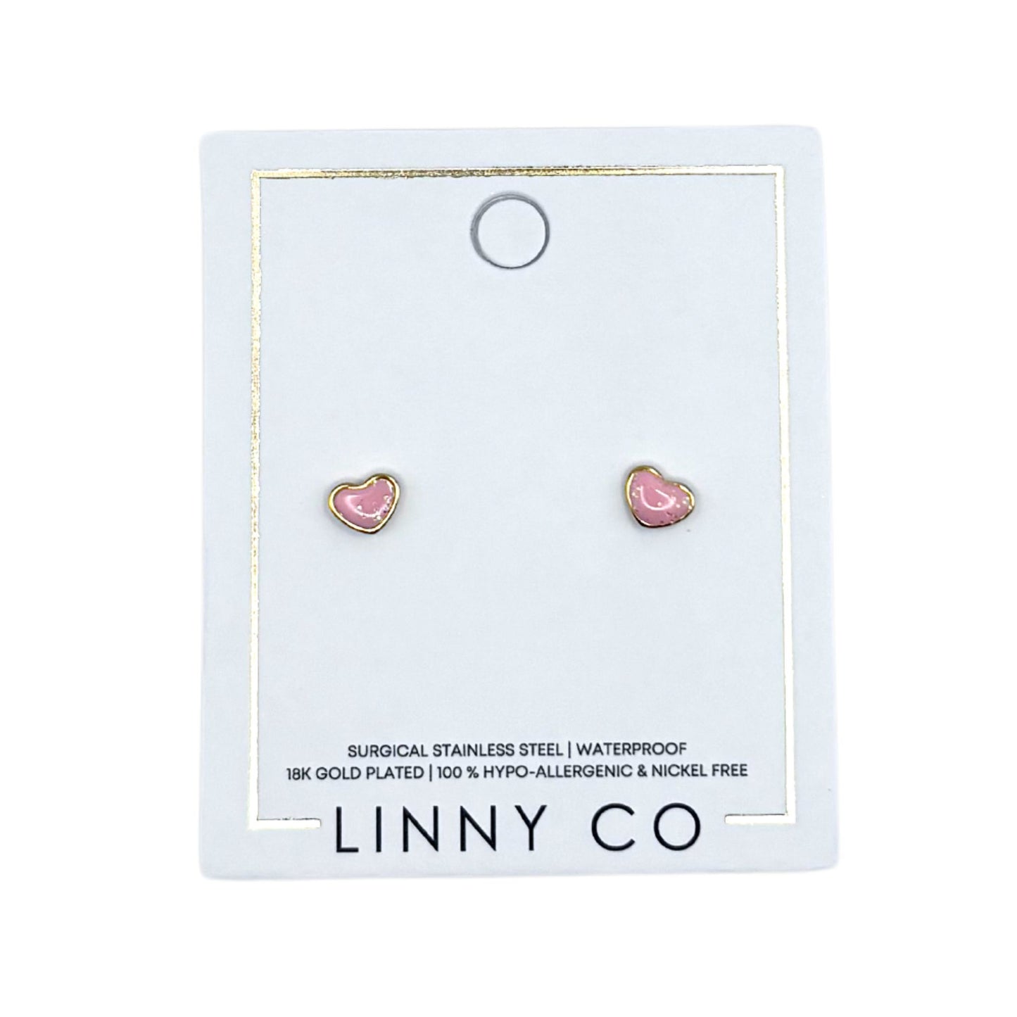 Screwback Stud Earrings - Nora Heart Pink