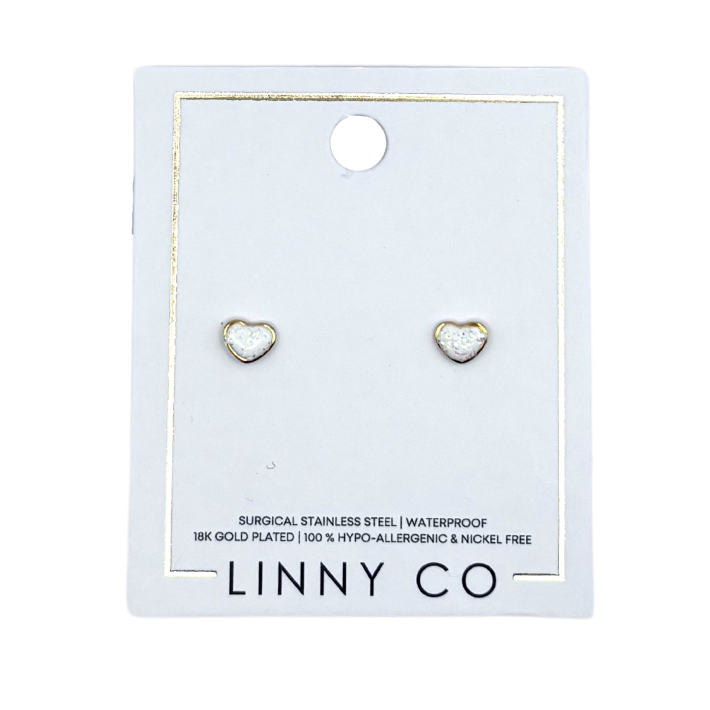Screwback Stud Earrings - Nora Heart White
