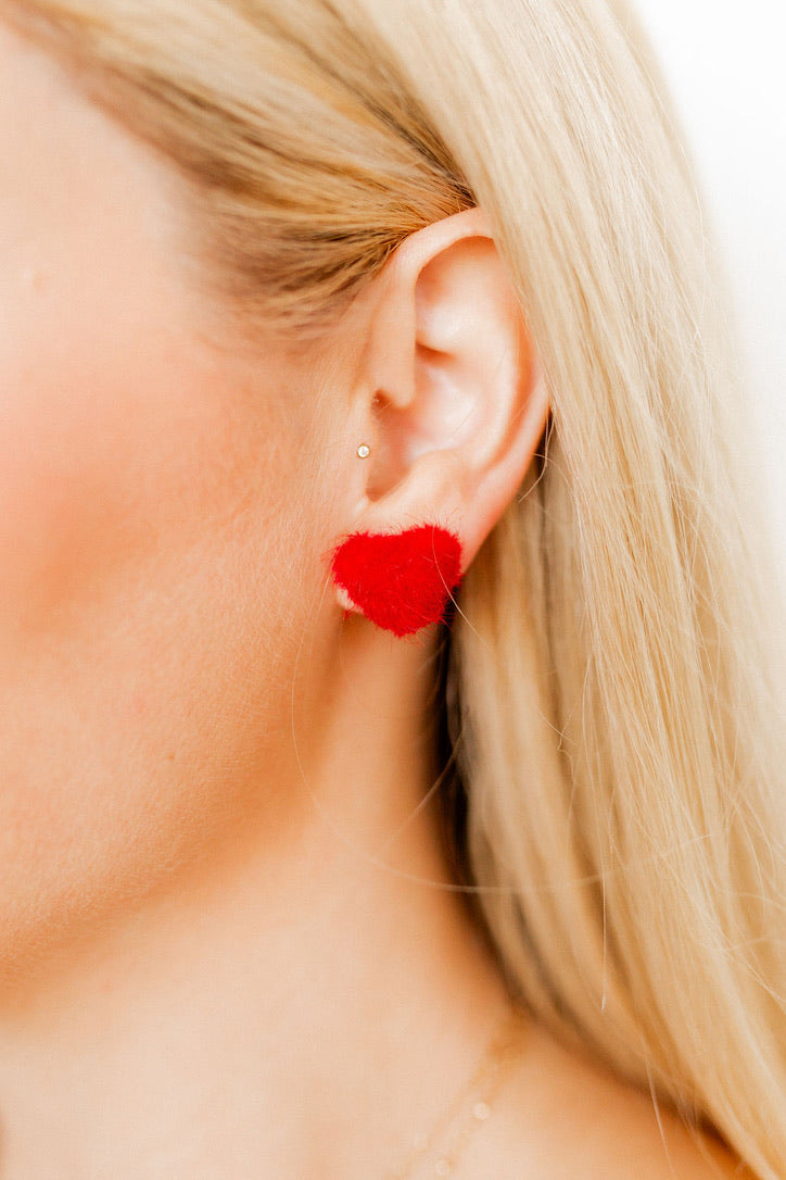 Amor Heart Earrings - Red