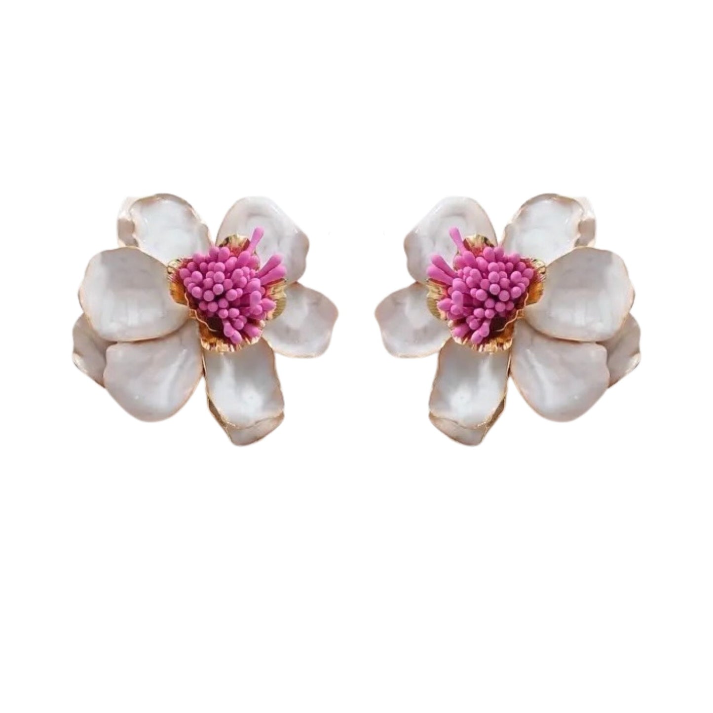 Blossom Statement Earrings - White