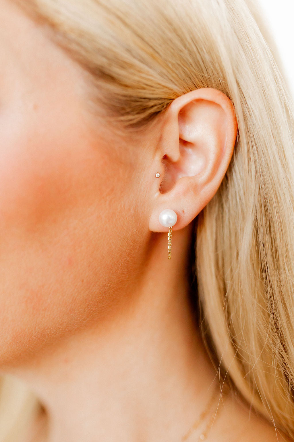 Tessa Pearl Stud and Gold Chain Earrings
