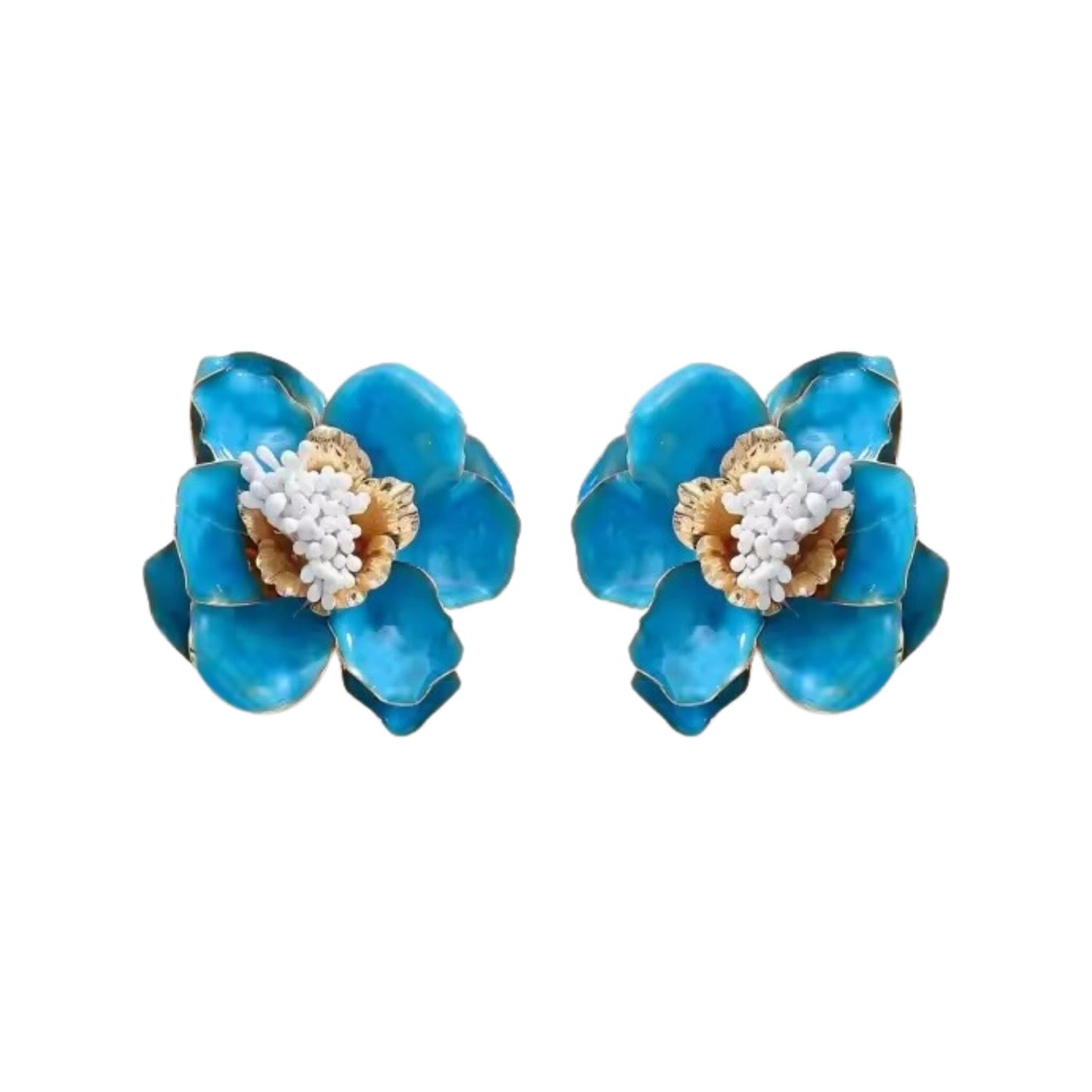 Blossom Statement Earrings - Blue