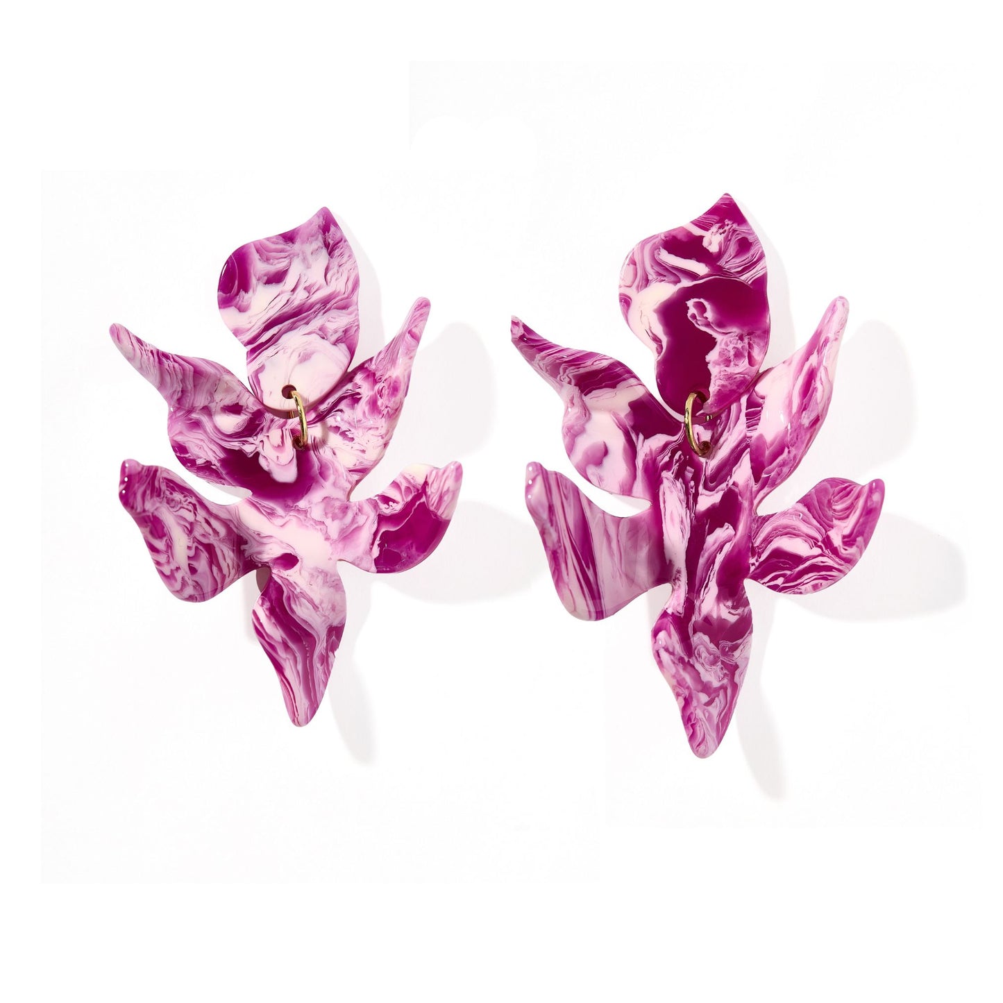 Flora Statement Earrings - Purple Marble