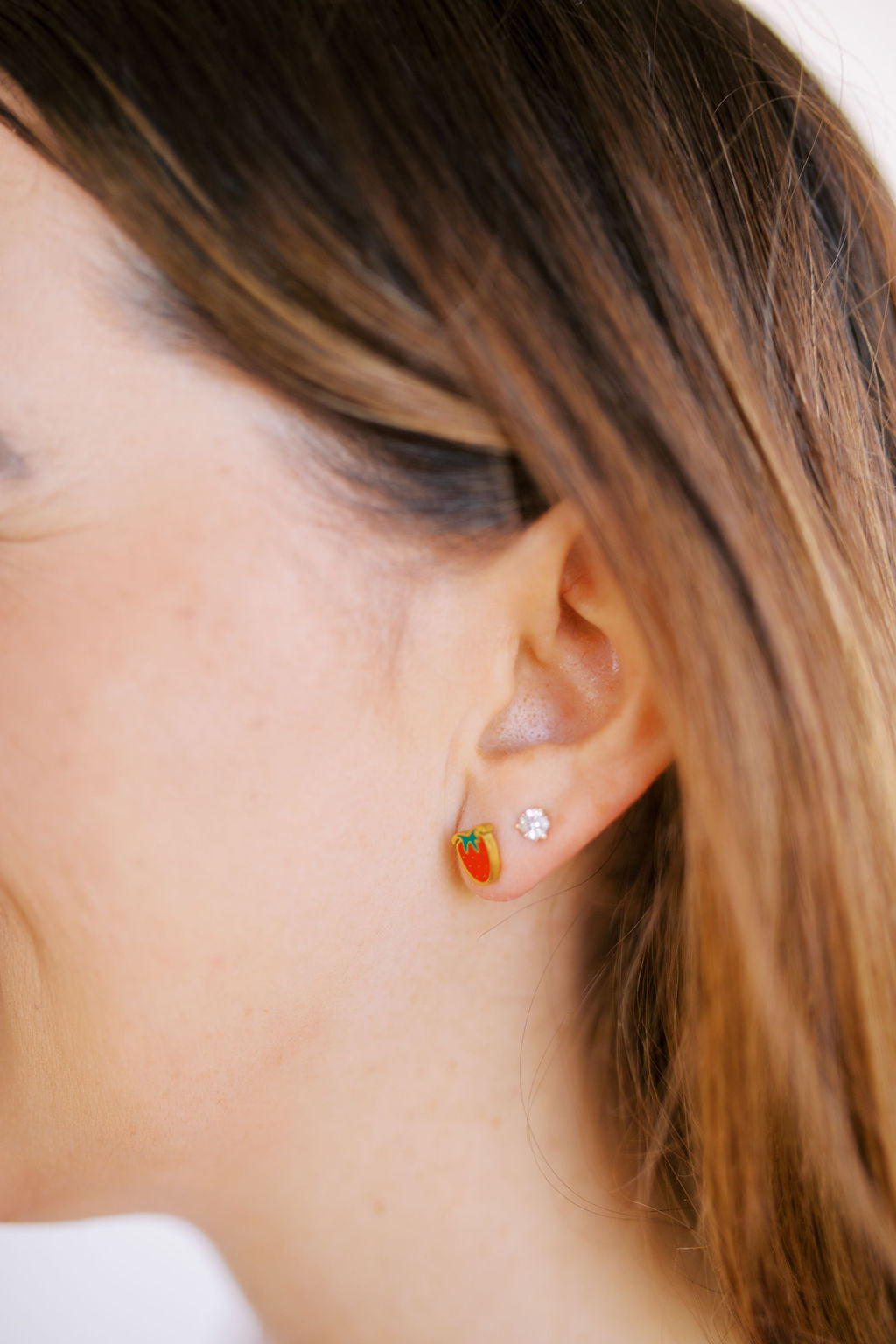 Screwback Stud Earrings - Strawberry Shortcake