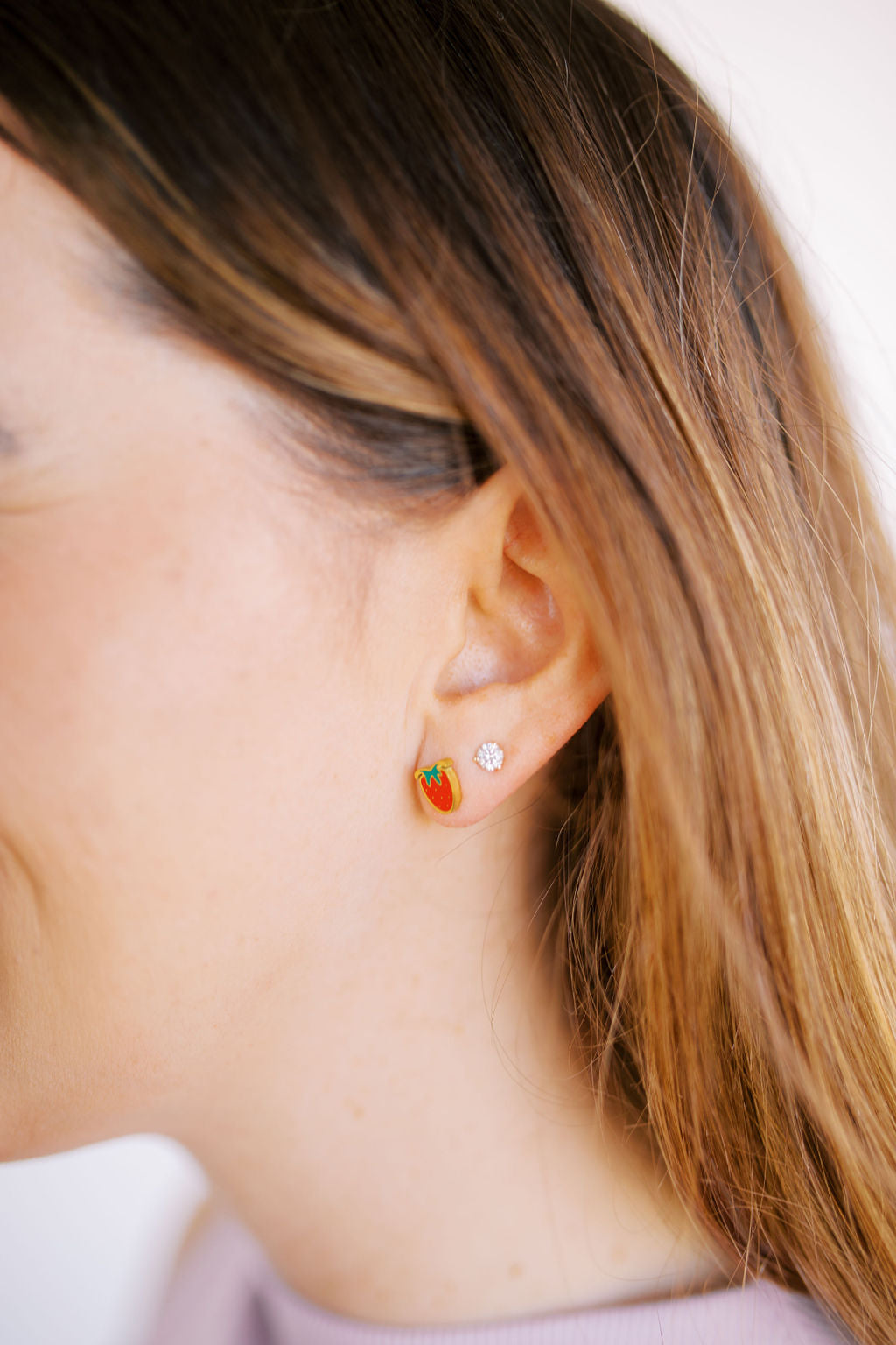 Screwback Stud Earrings - Strawberry Shortcake