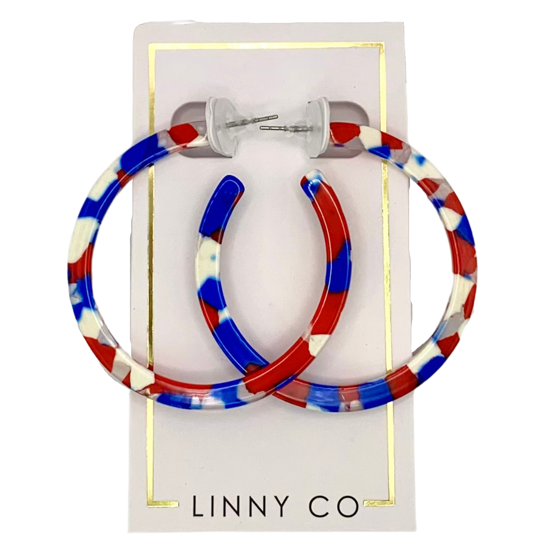 Holly - Medium Hoop - Red, White and Blue - Earrings