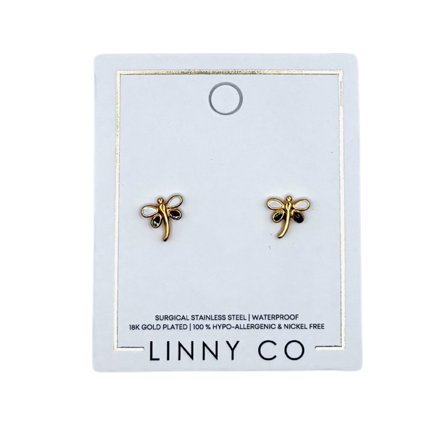 Screwback Stud Earrings - Bri Butterfly White and Black