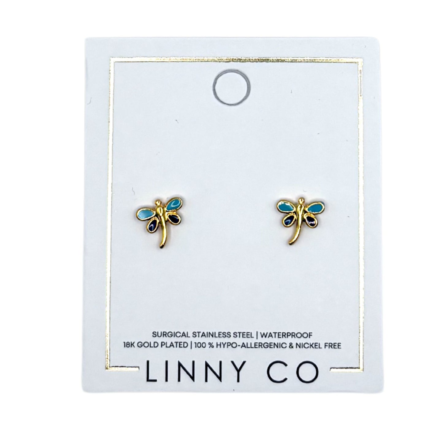 Screwback Stud Earrings - Bri Butterfly Blue