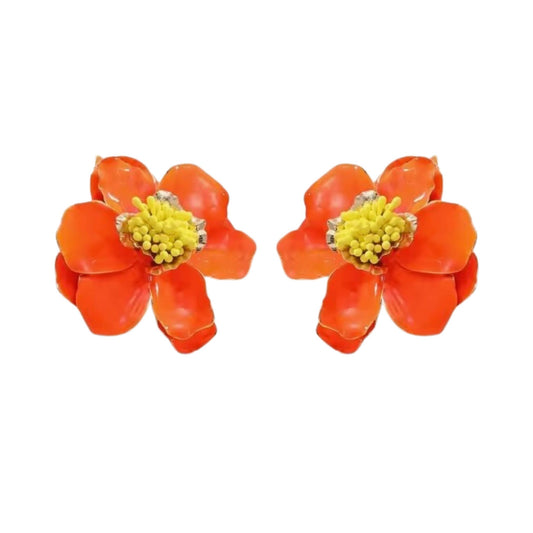 Blossom Statement Earrings - Orange