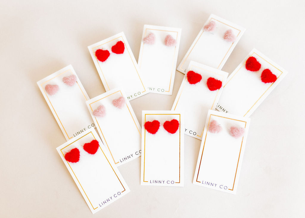 Amor Heart Earrings - Pink