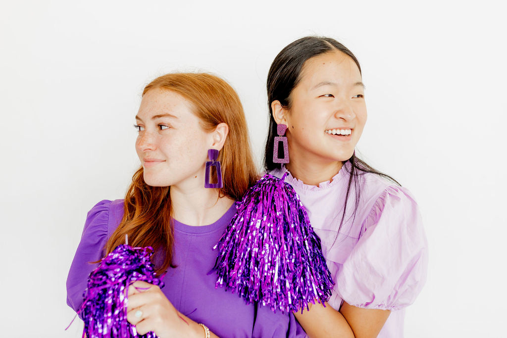 Kennedy Statement Earrings - Purple Amethyst