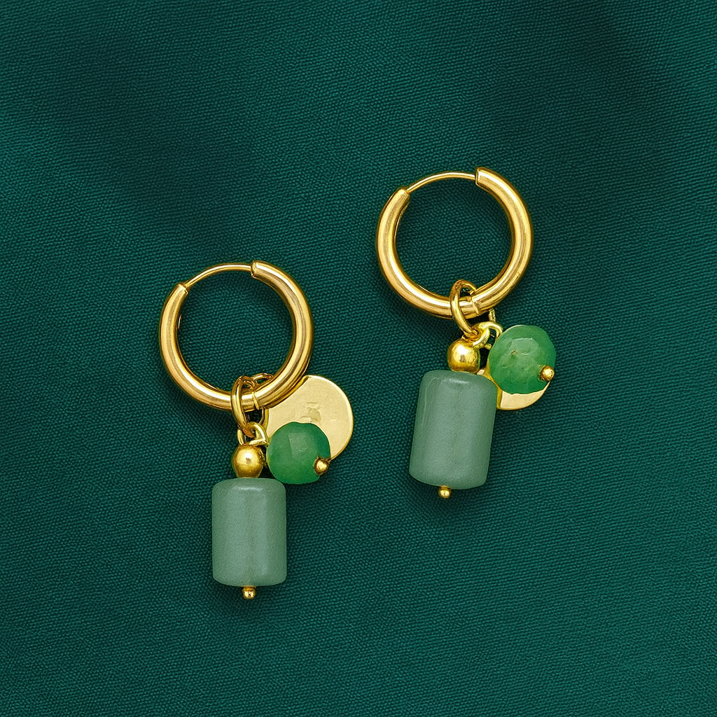 Huggie Charm Earrings - Evergreen