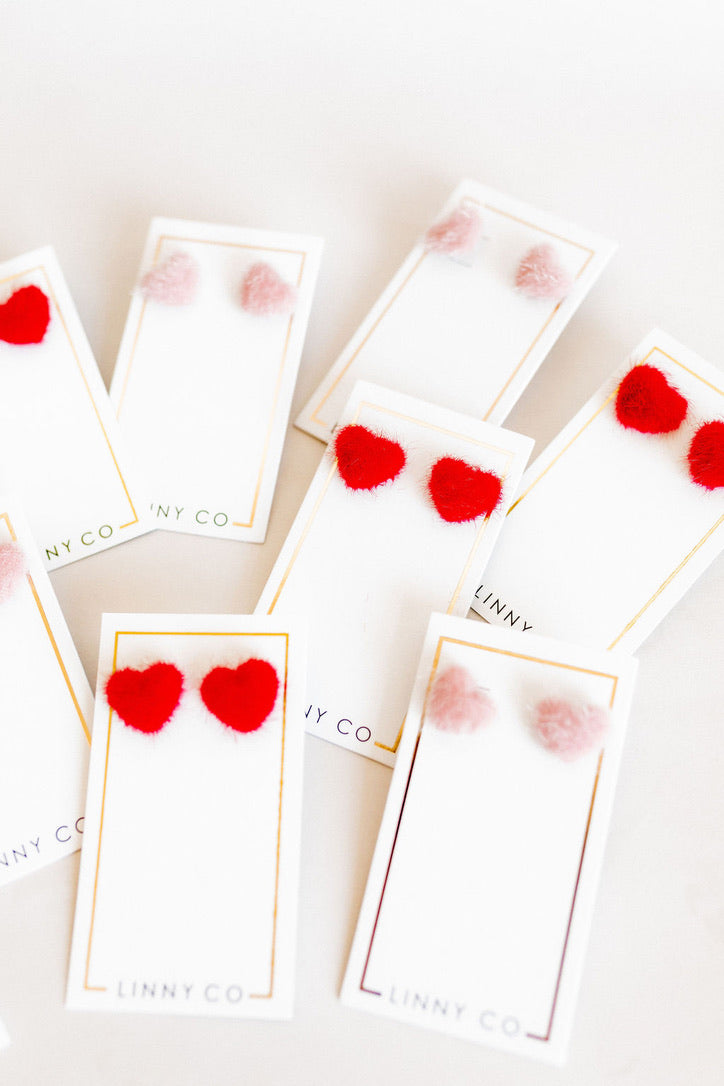 Amor Heart Earrings - Red