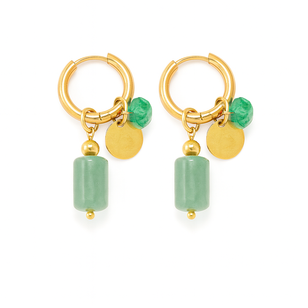 Huggie Charm Earrings - Evergreen