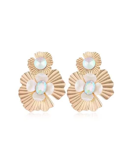 Zara Iridescent Statement Earrings - Gold