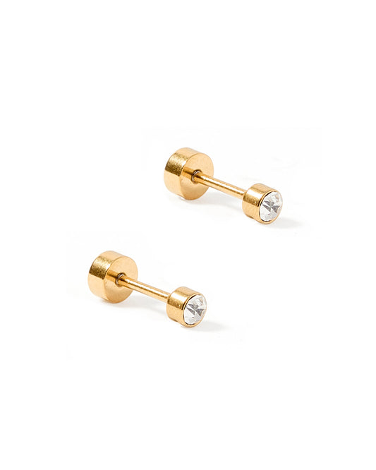 Screwback Stud Earrings - Juliet Clear 3mm