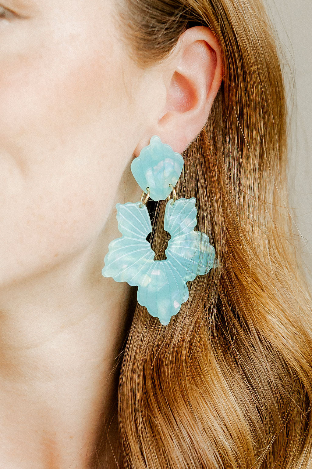Michelle Statement Earrings - Blue Aqua