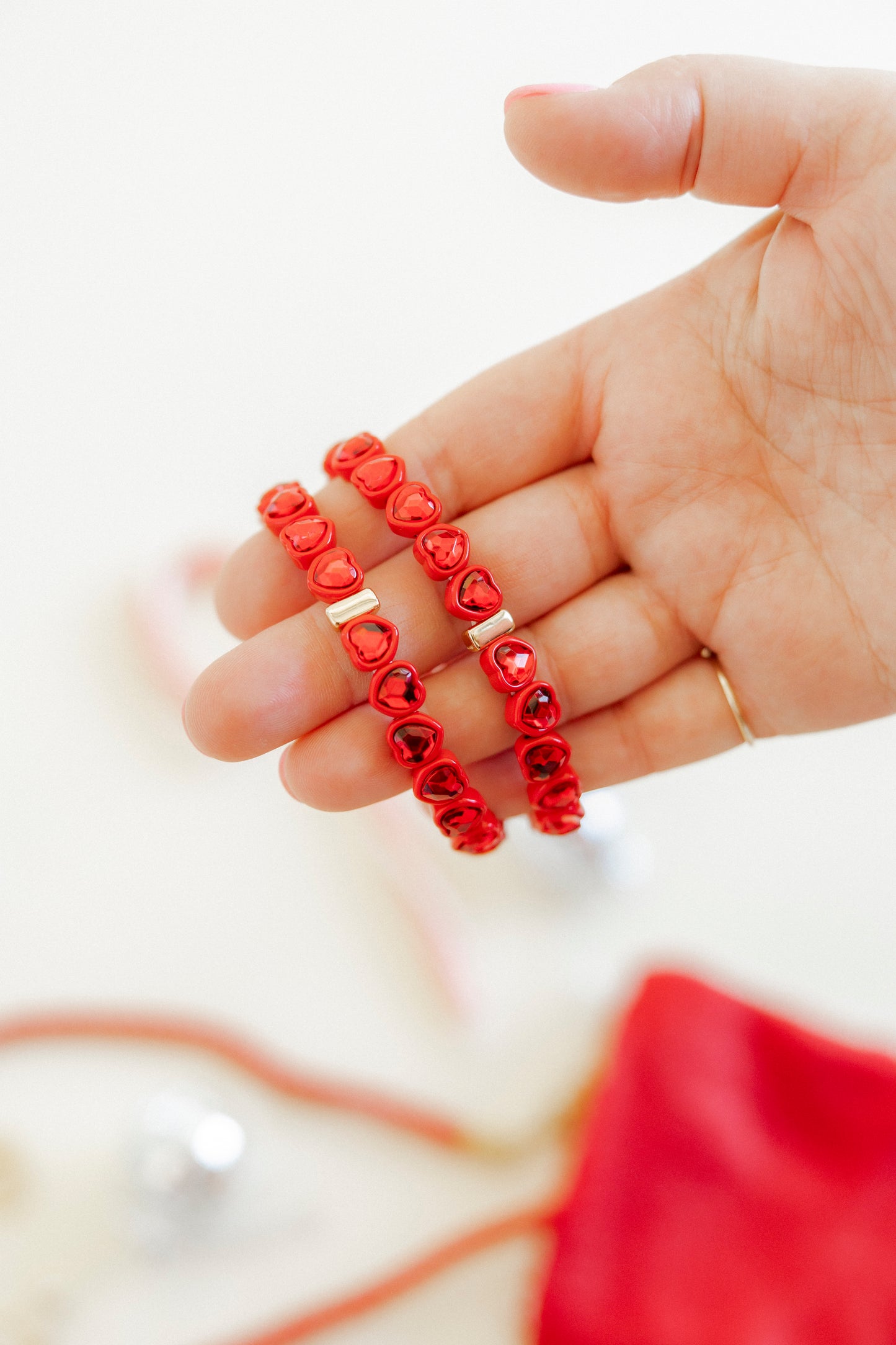 Bracelet - Candy Gem Heart Red