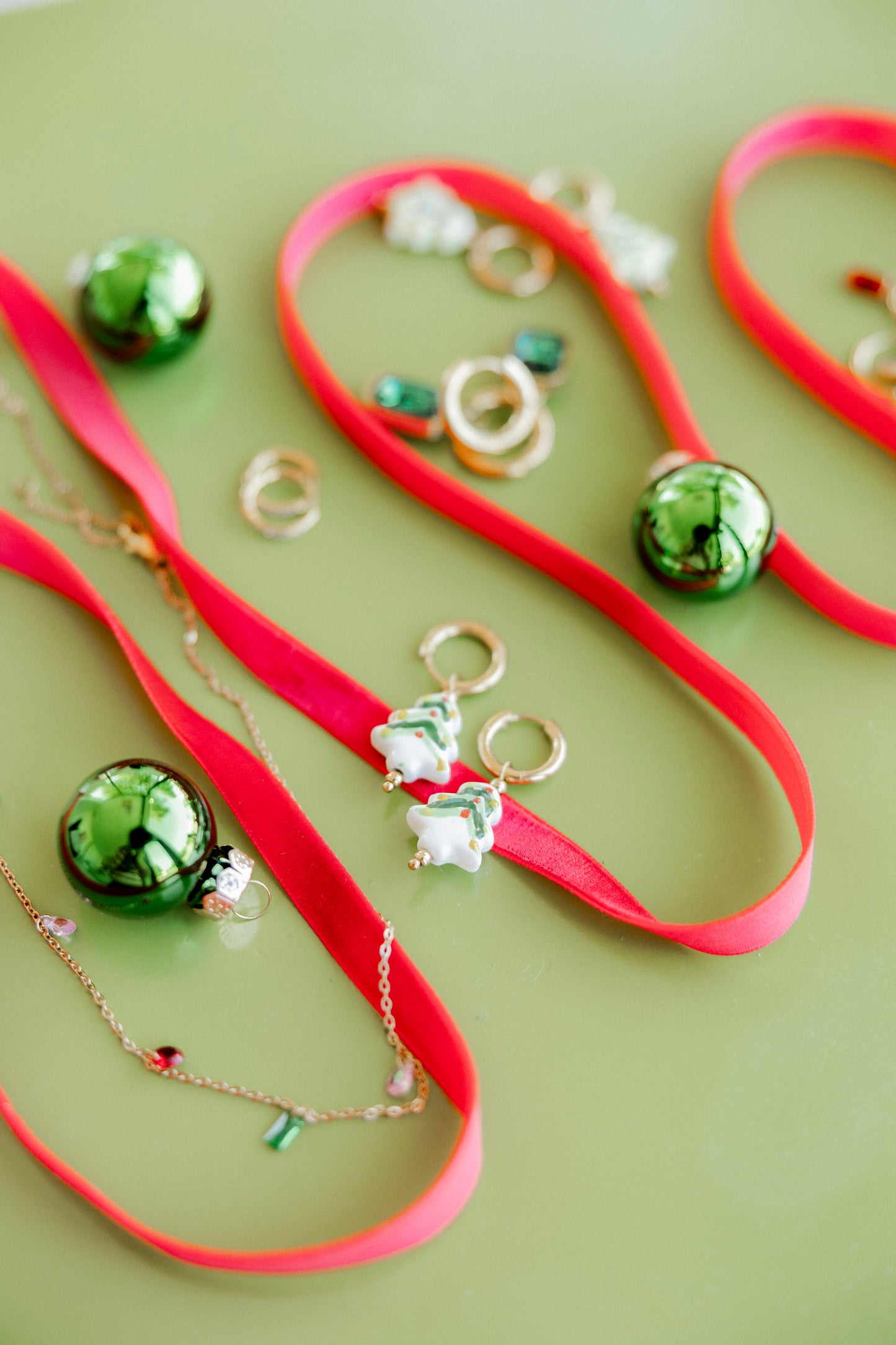 Huggie Charm Earrings - Christmas Tree White