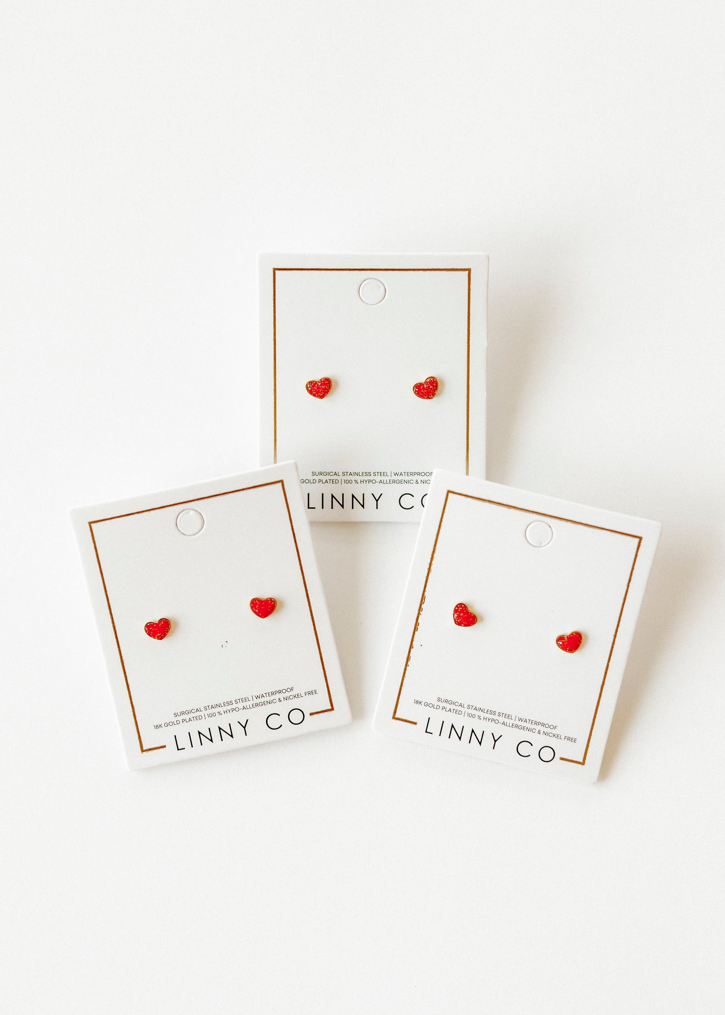 Screwback Stud Earrings - Nora Heart Red