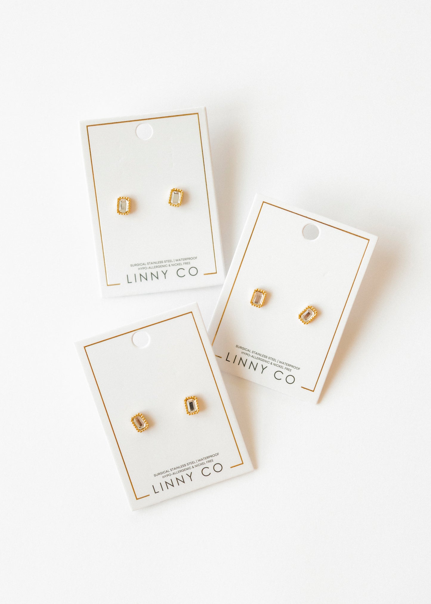 Screwback Stud Earrings - Madison Gold Clear