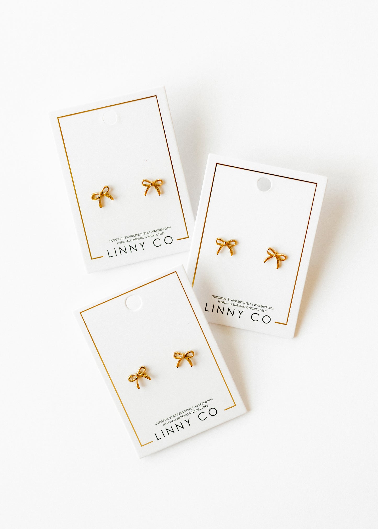 Screwback Stud Earrings - Sadie Bow Gold