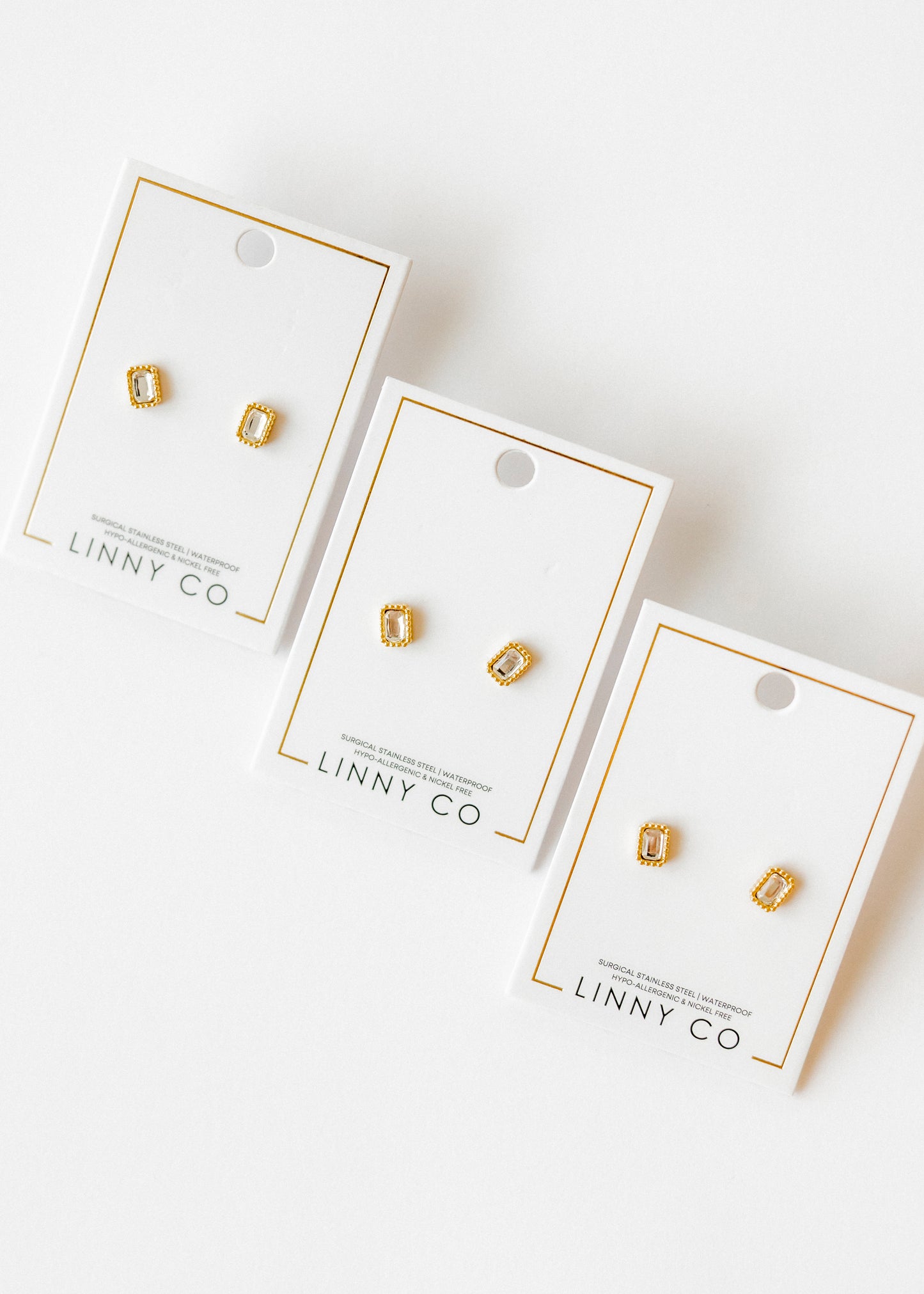 Screwback Stud Earrings - Madison Gold Clear