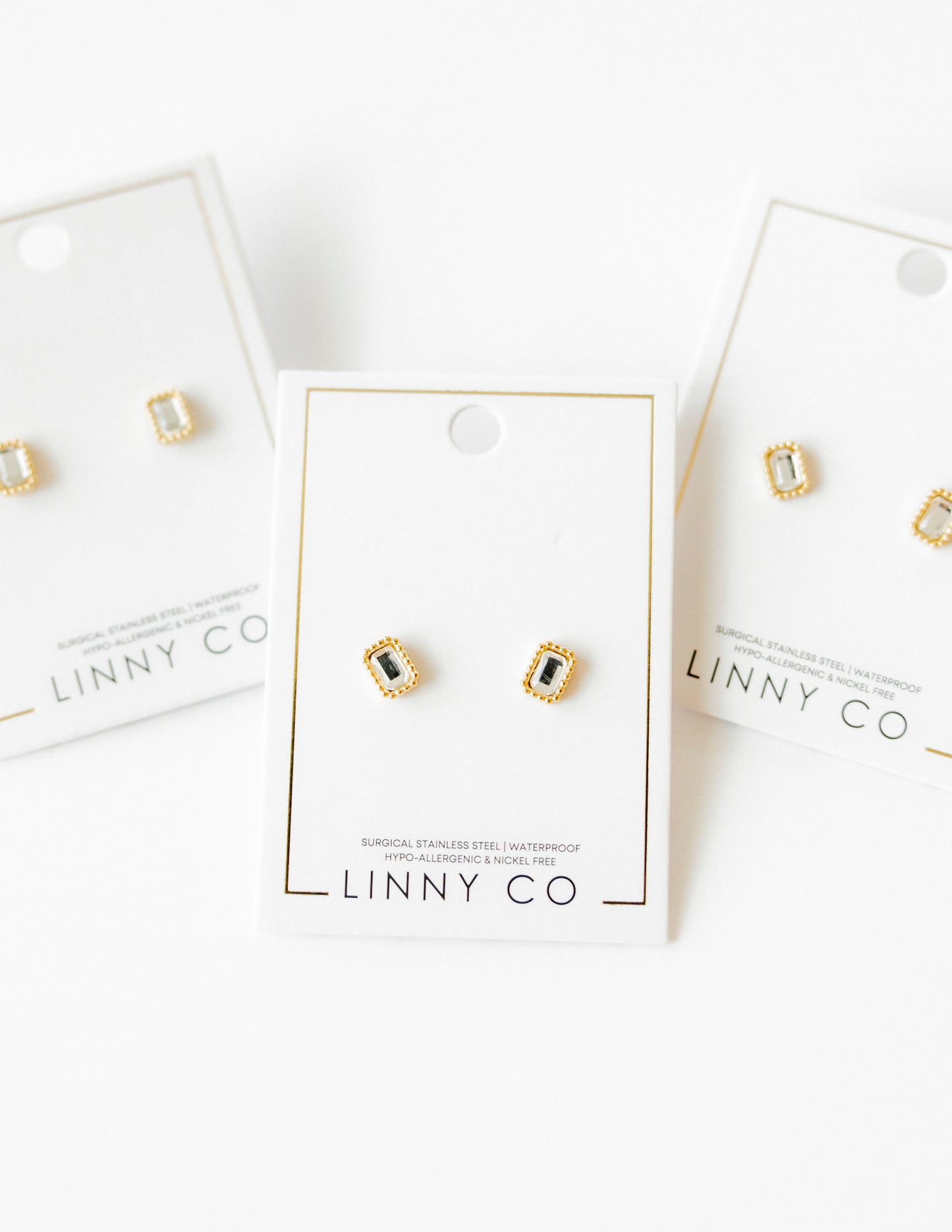 Screwback Stud Earrings - Madison Gold Clear