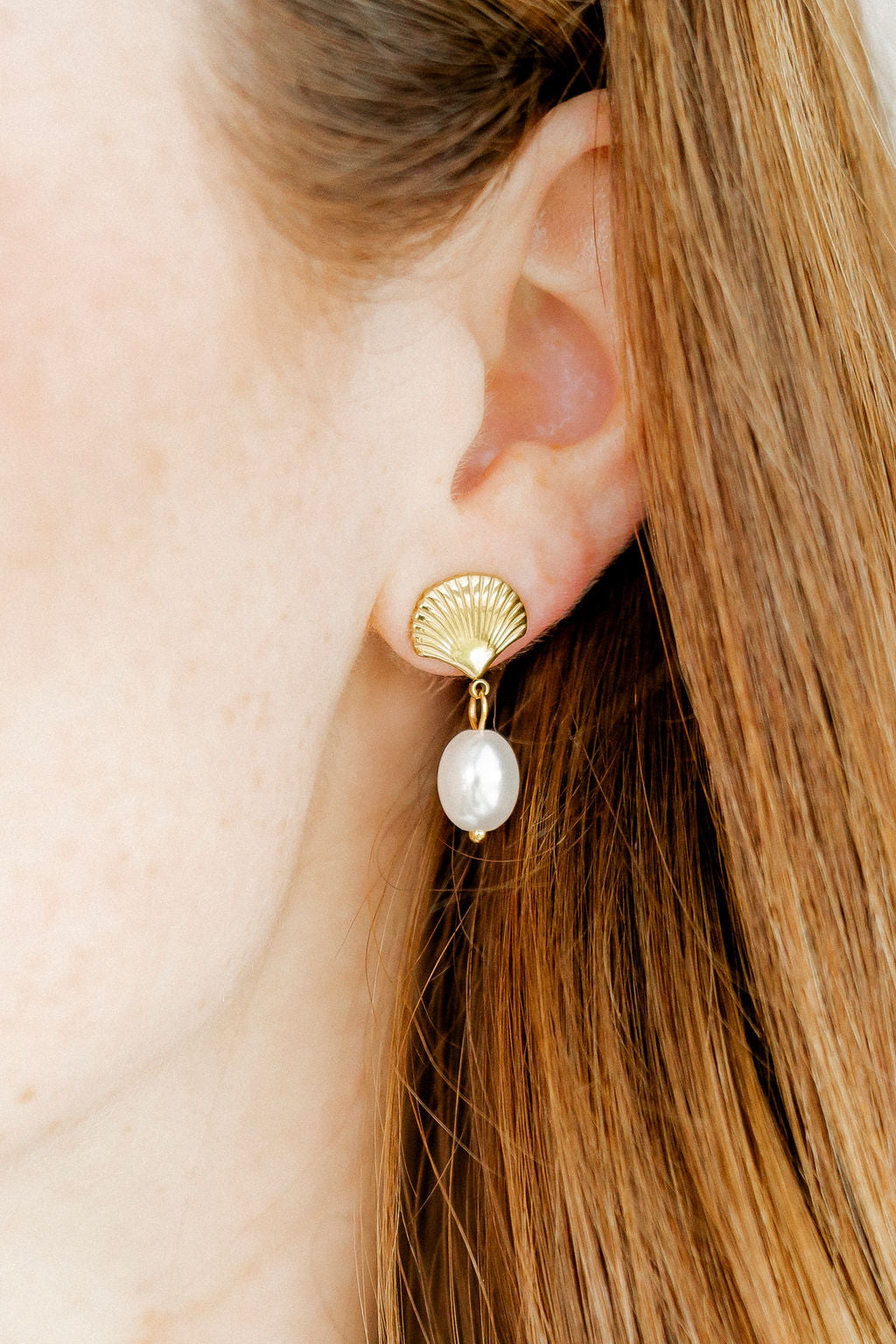 Mary Jean Shell Pearl Earrings