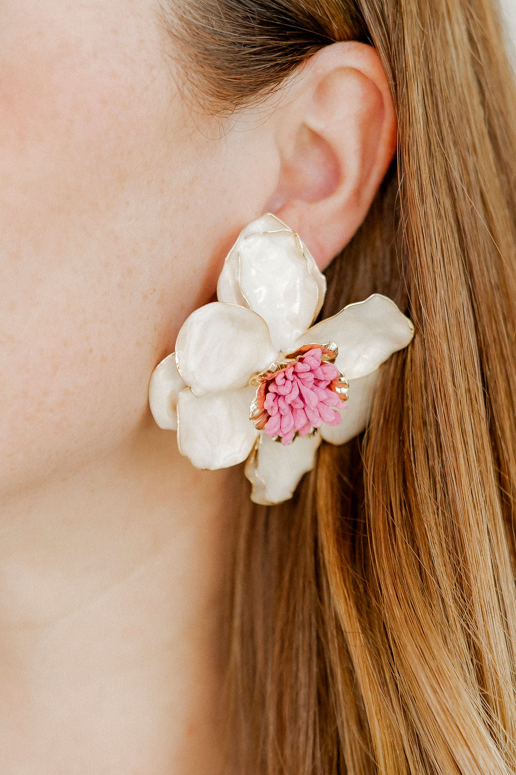 Blossom Statement Earrings - White