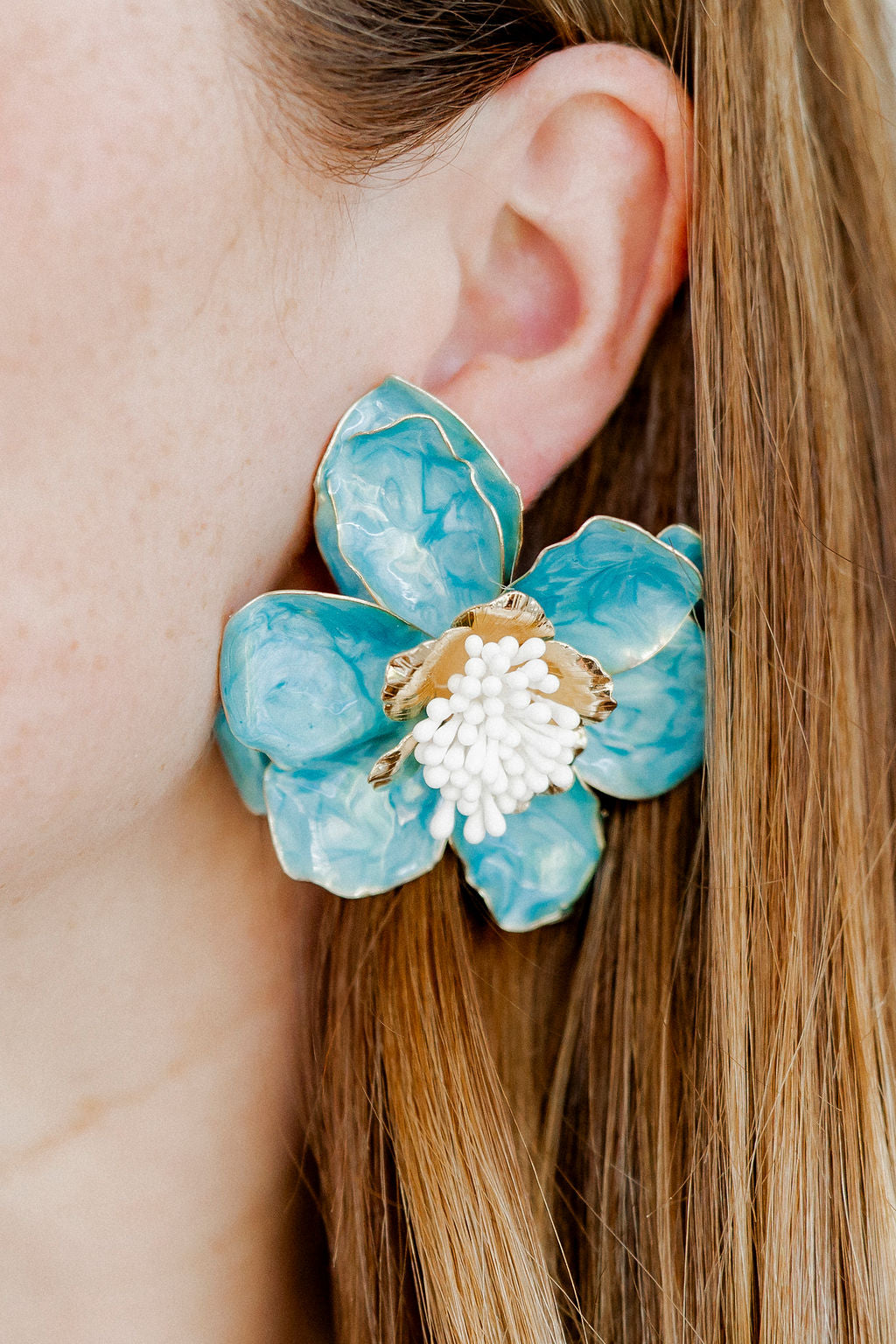 Blossom Statement Earrings - Blue
