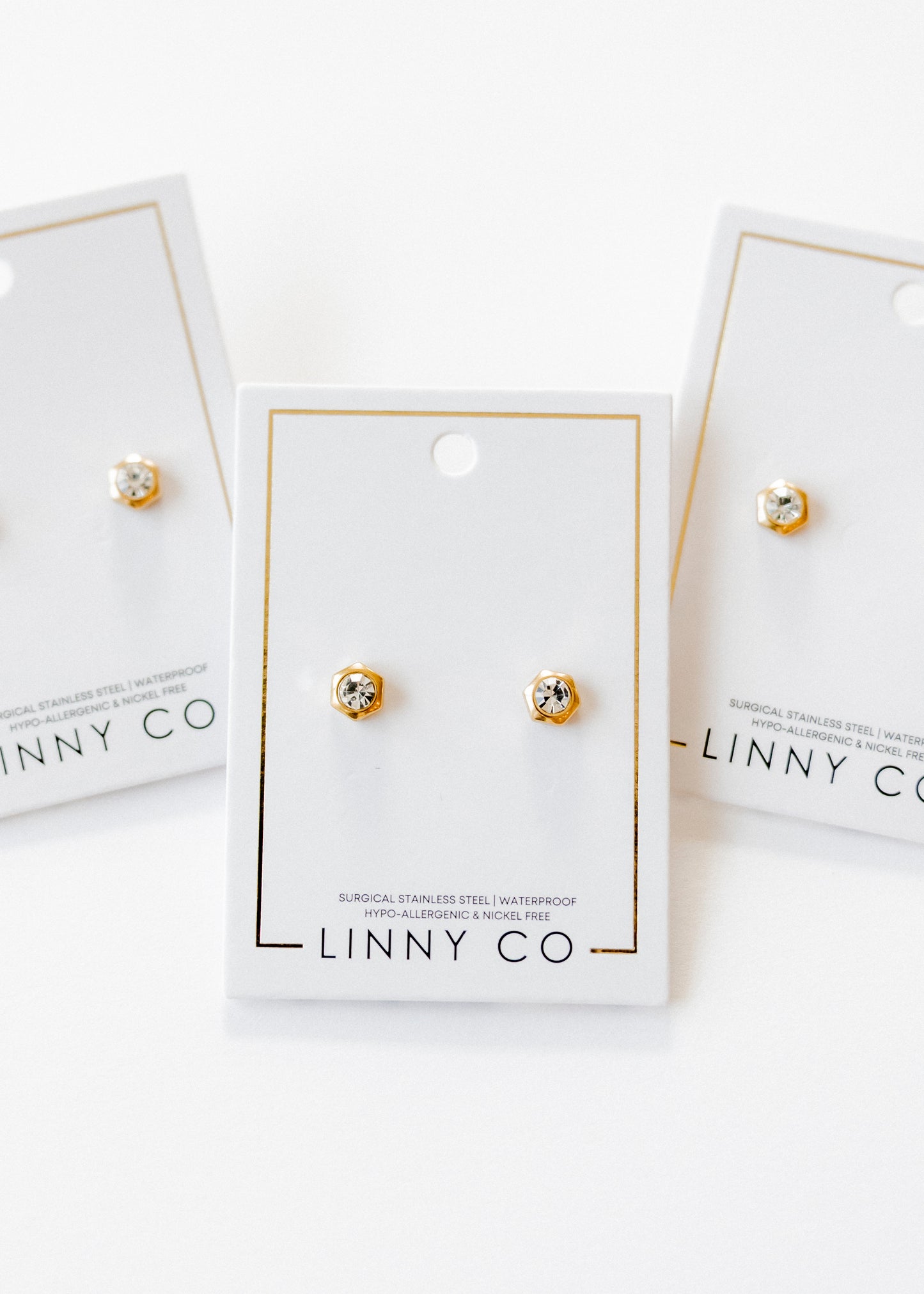 Screwback Stud Earrings - Addison Clear Gold