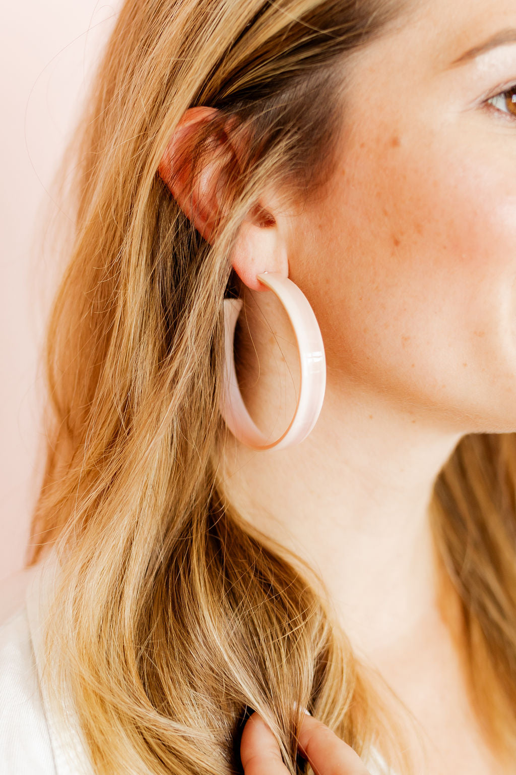 Ashley - Mega Hoop - Blush Satin - Earrings