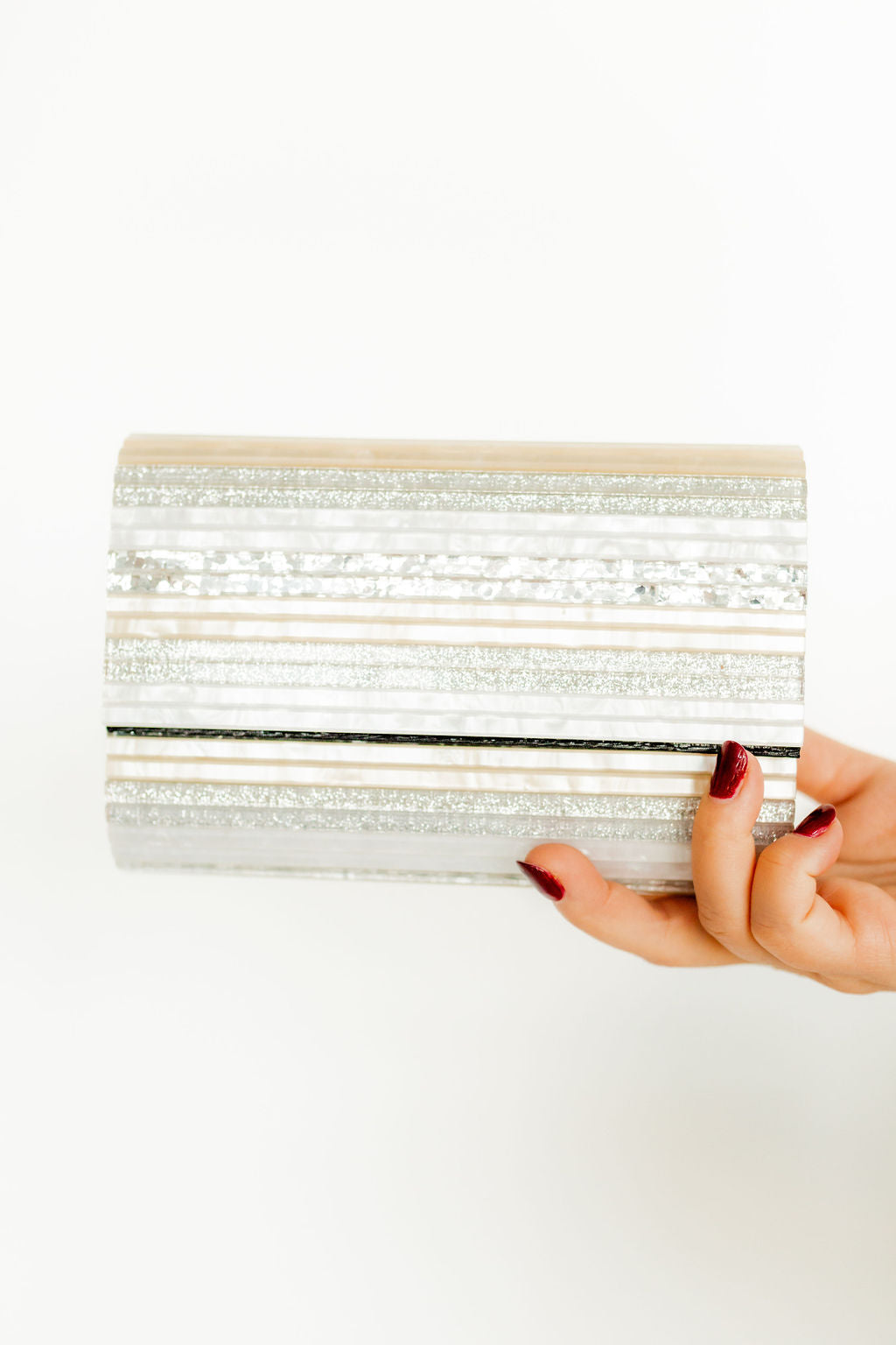 Charlene Clutch- Gold & Silver Stripe