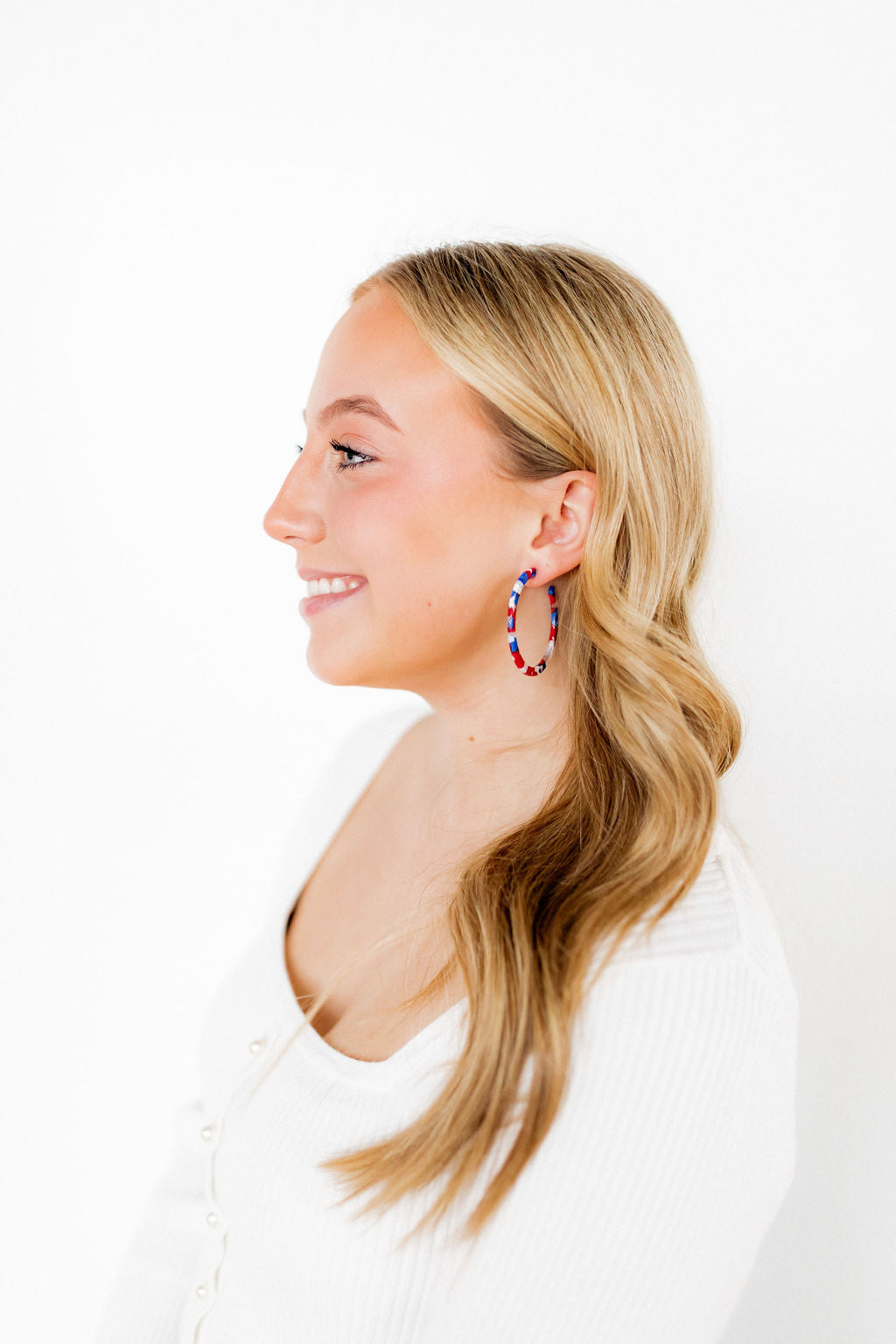 Holly - Medium Hoop - Red, White and Blue - Earrings