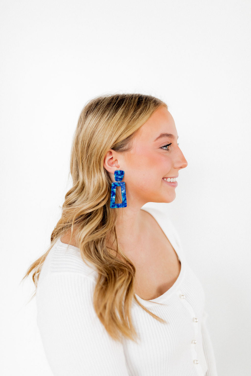 Kennedy Statement Earrings - Cobalt Blue