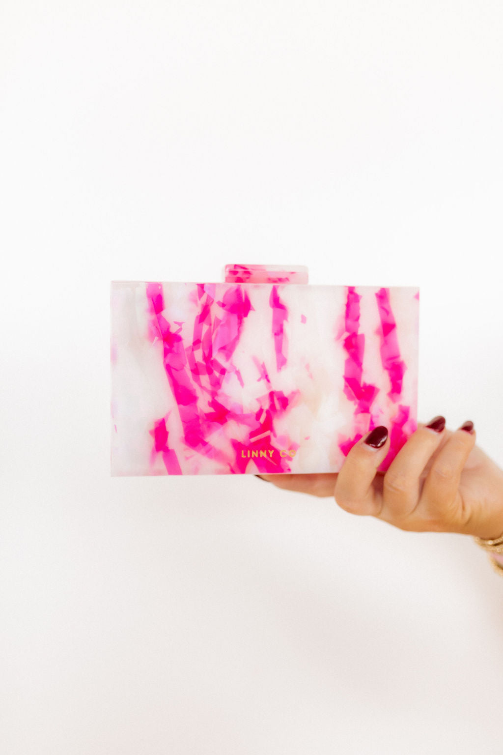 Lucy Clutch - Pink & White