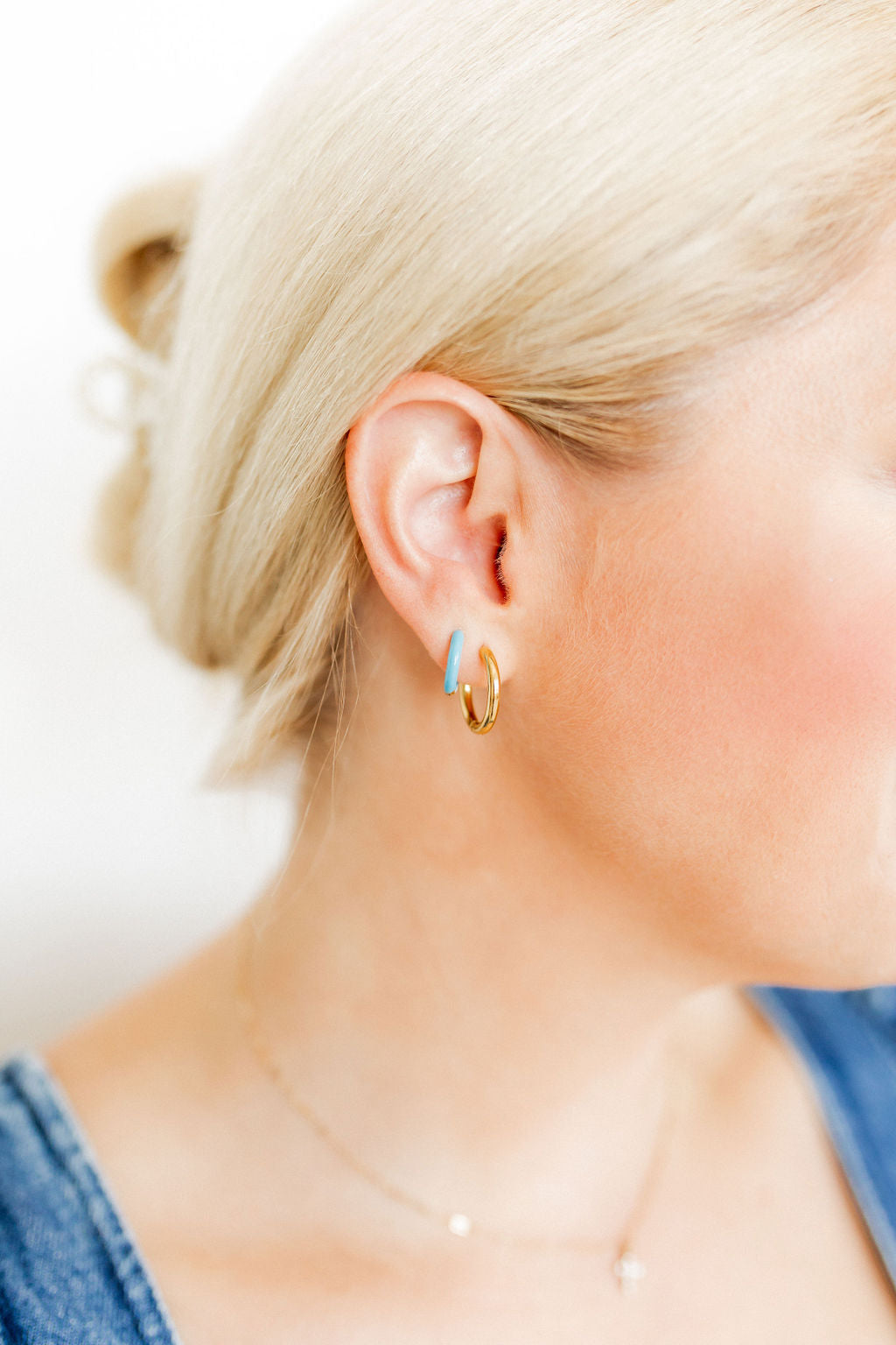 Huggie Earrings - Scarlett Hoop Blue 10mm