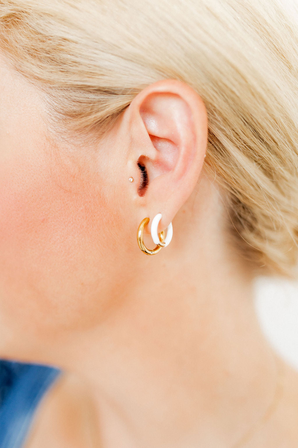 Scarlett Hoop White 10mm Huggie Earring