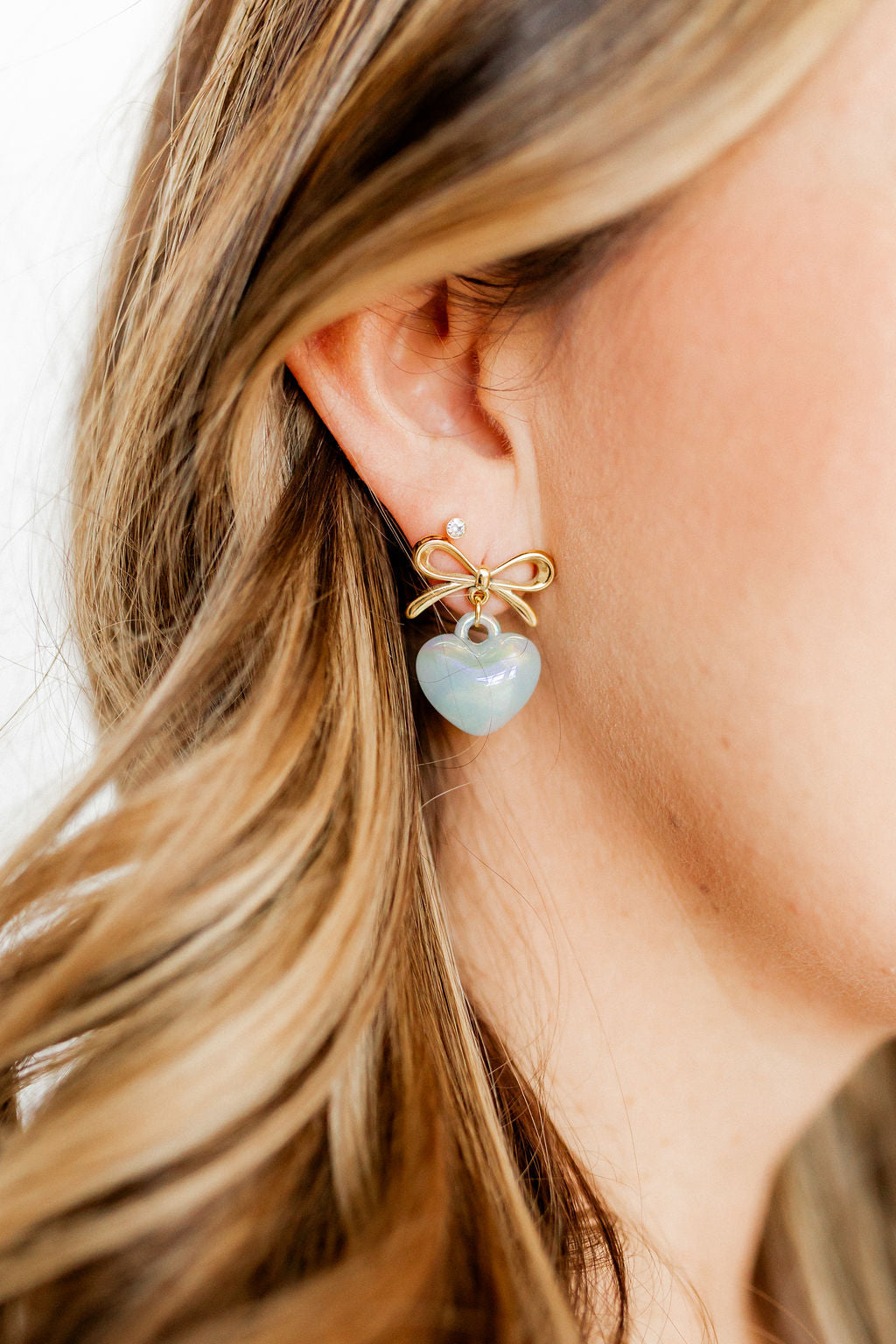 Ruthie Bow and Heart Earring - Blue