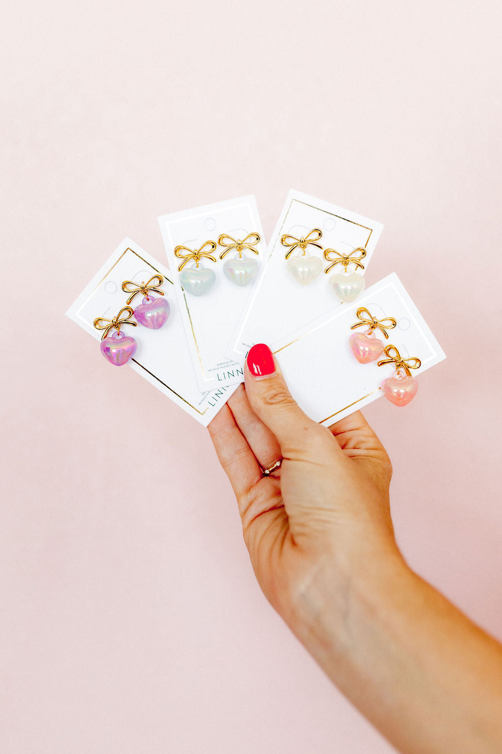 Ruthie Bow and Heart Earring - Iridescent