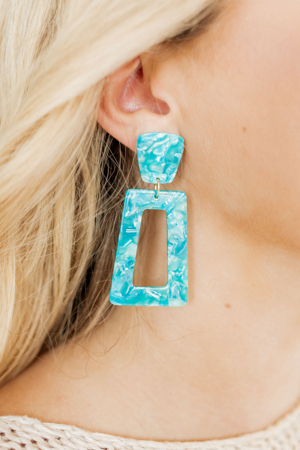Kennedy Statement Earrings - Atlantis Teal