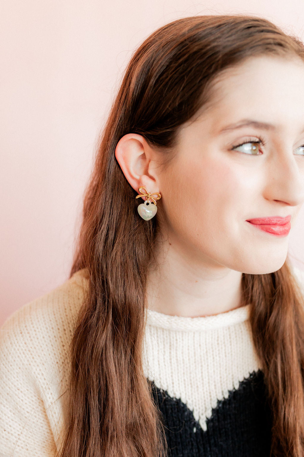 Ruthie Bow and Heart Earring - Iridescent