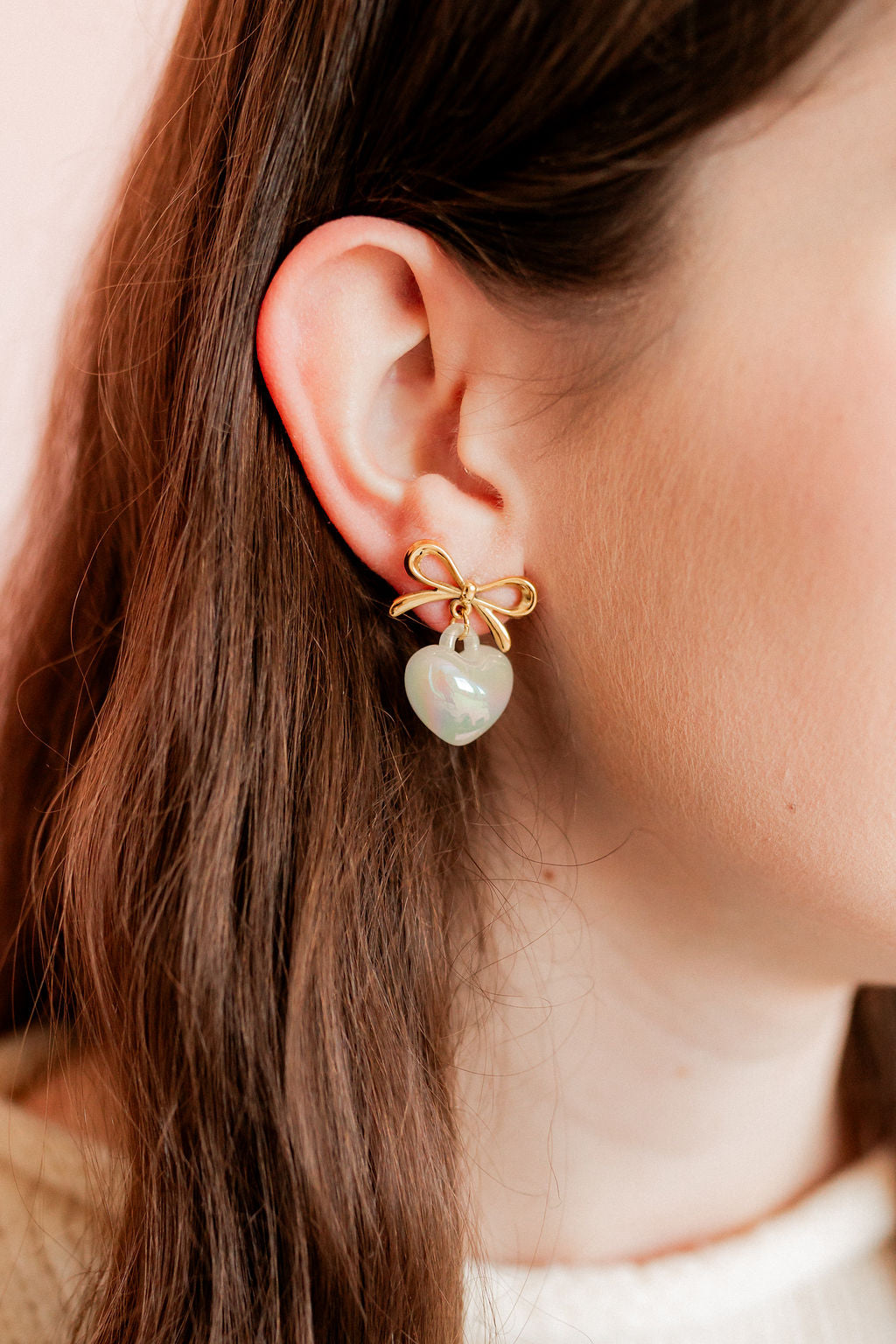 Ruthie Bow and Heart Earring - Iridescent