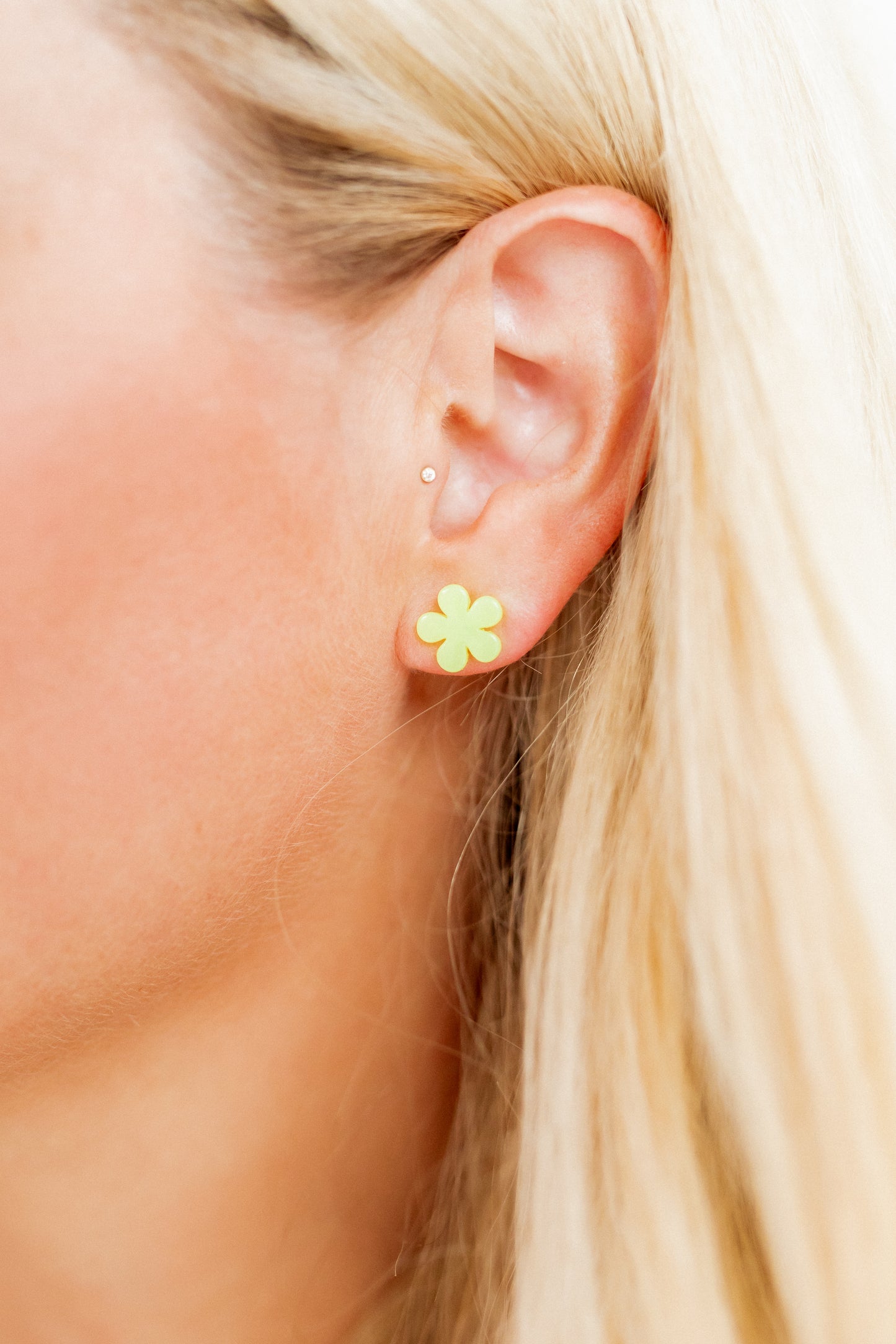 Jenna Flower Stud - Neon Yellow - Earrings