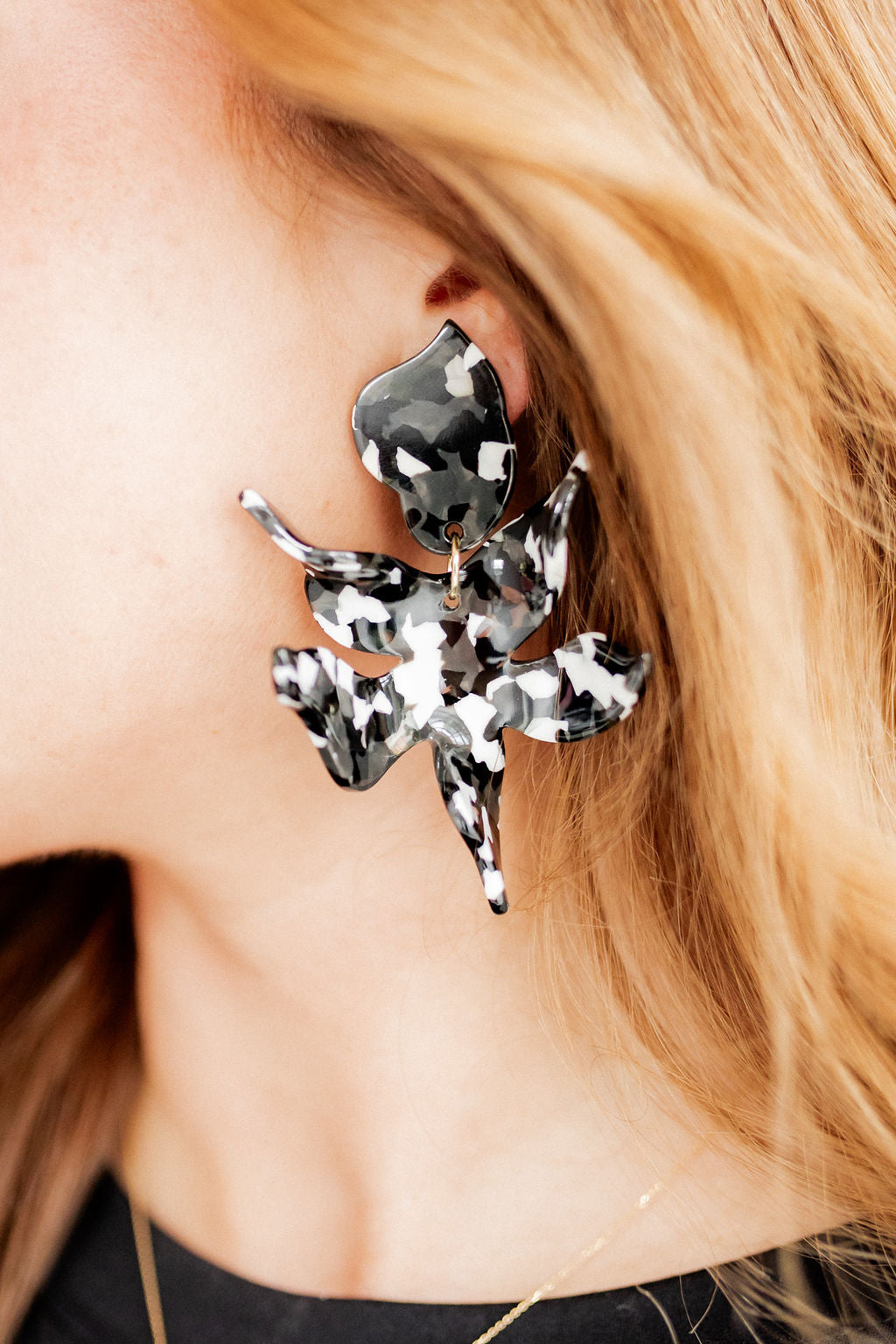 Flora Statement Earrings - Black & White