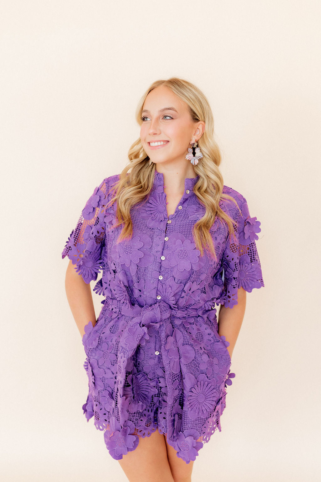 Michelle Statement Earrings - Lavender Honey