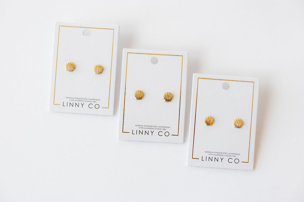 Screwback Stud Earrings - Marina Shell