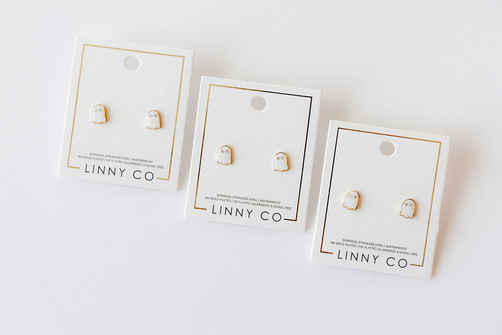Screwback Stud Earrings - Ghost
