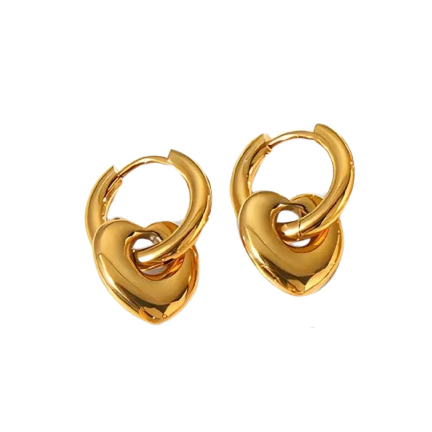 Huggie Charm Earrings - Bobbi Heart Gold